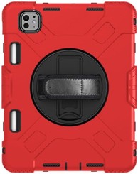 NIKCORP Robusna zaštitna maska za iPad Pro 12.9" s rotirajućim stalkom i držačem za olovku, crvena